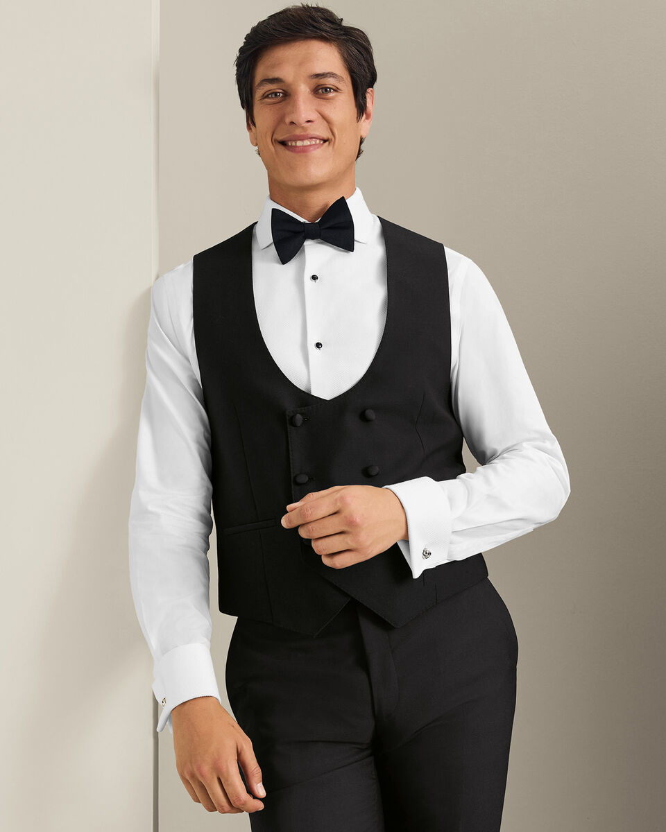 Double Breasted Dinner Suit Waistcoat - Black