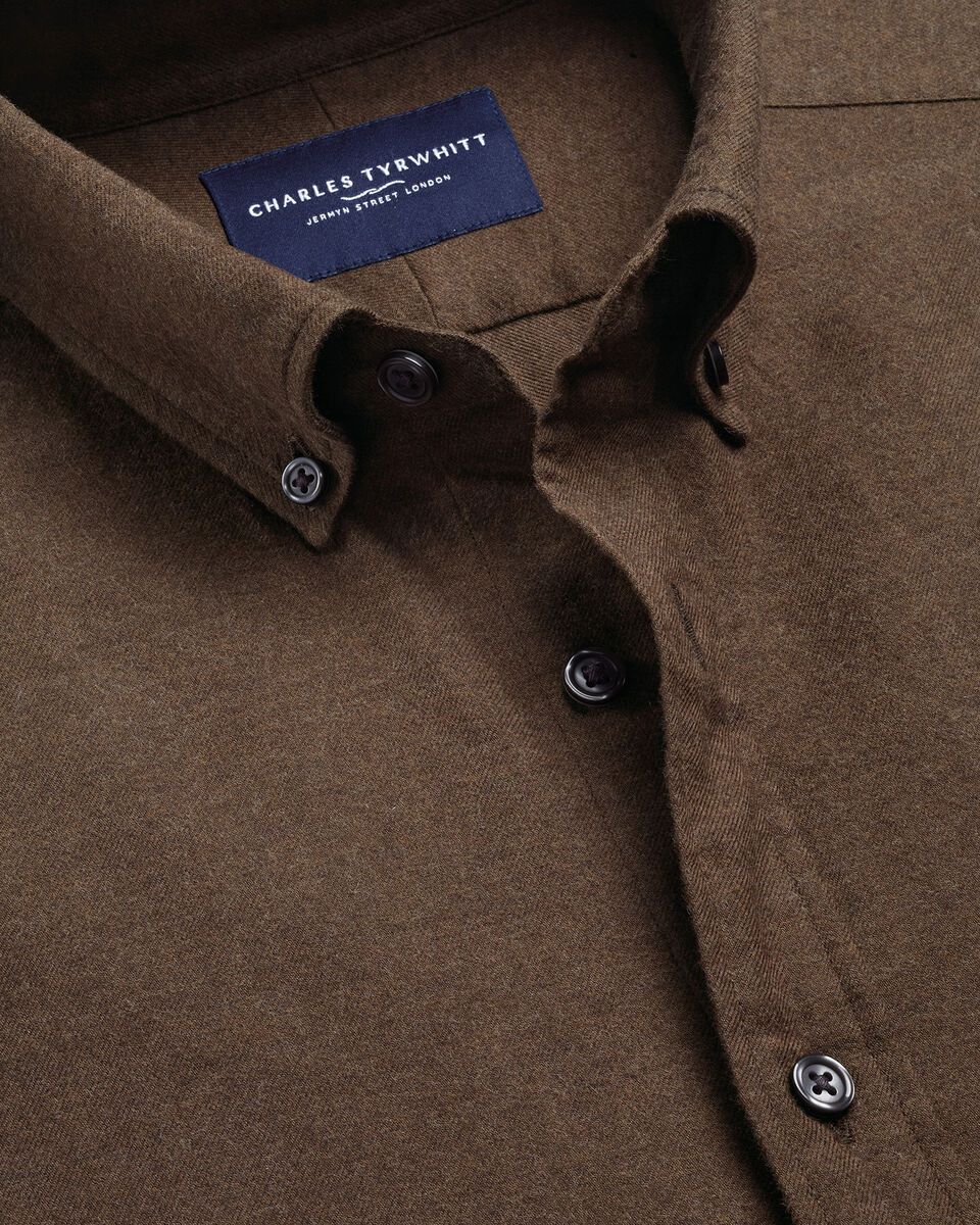 Geborsteld Flanel Overhemd - Chocoladebruin
