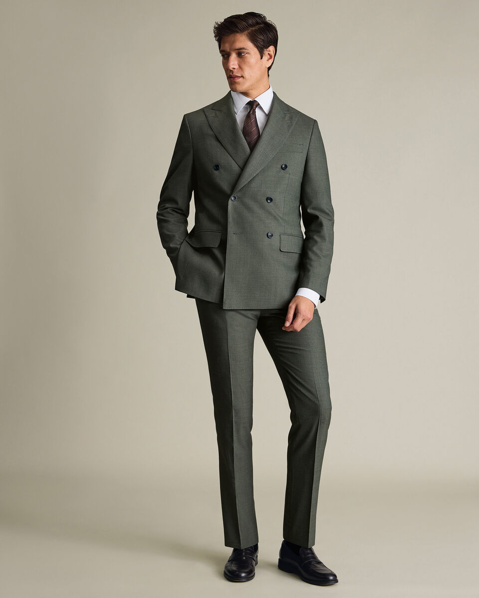 Abito Doppio Petto Ultimate Performance In Tessuto Sharkskin - Verde Salvia