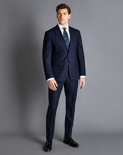 French Blue Prince of Wales Check Suit Jacket