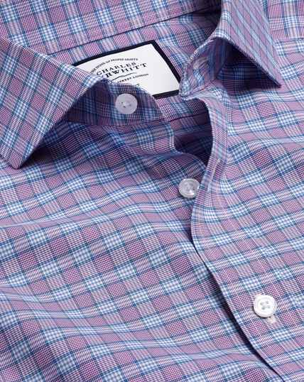 Cutaway Collar Non-Iron Prince of Wales Check Shirt - Purple & Blue