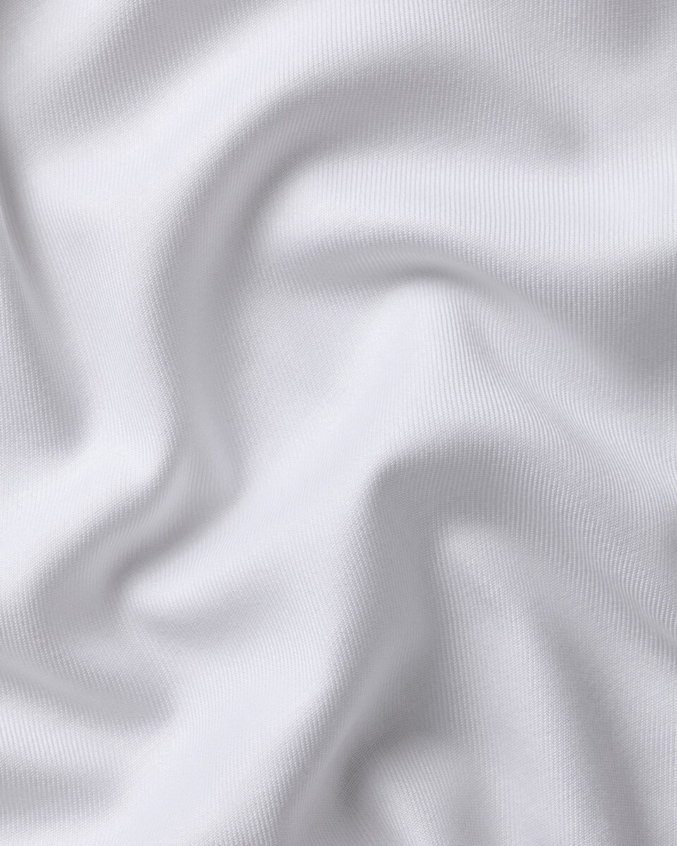 Non-Iron Stretch Printed Trim Shirt - White & Light Blue