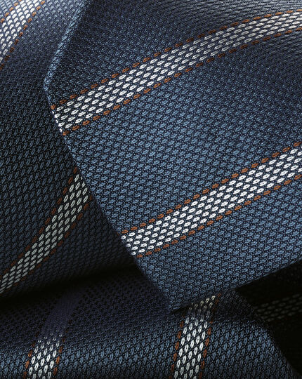 Silk Stripe Tie - Heather Blue & Grey