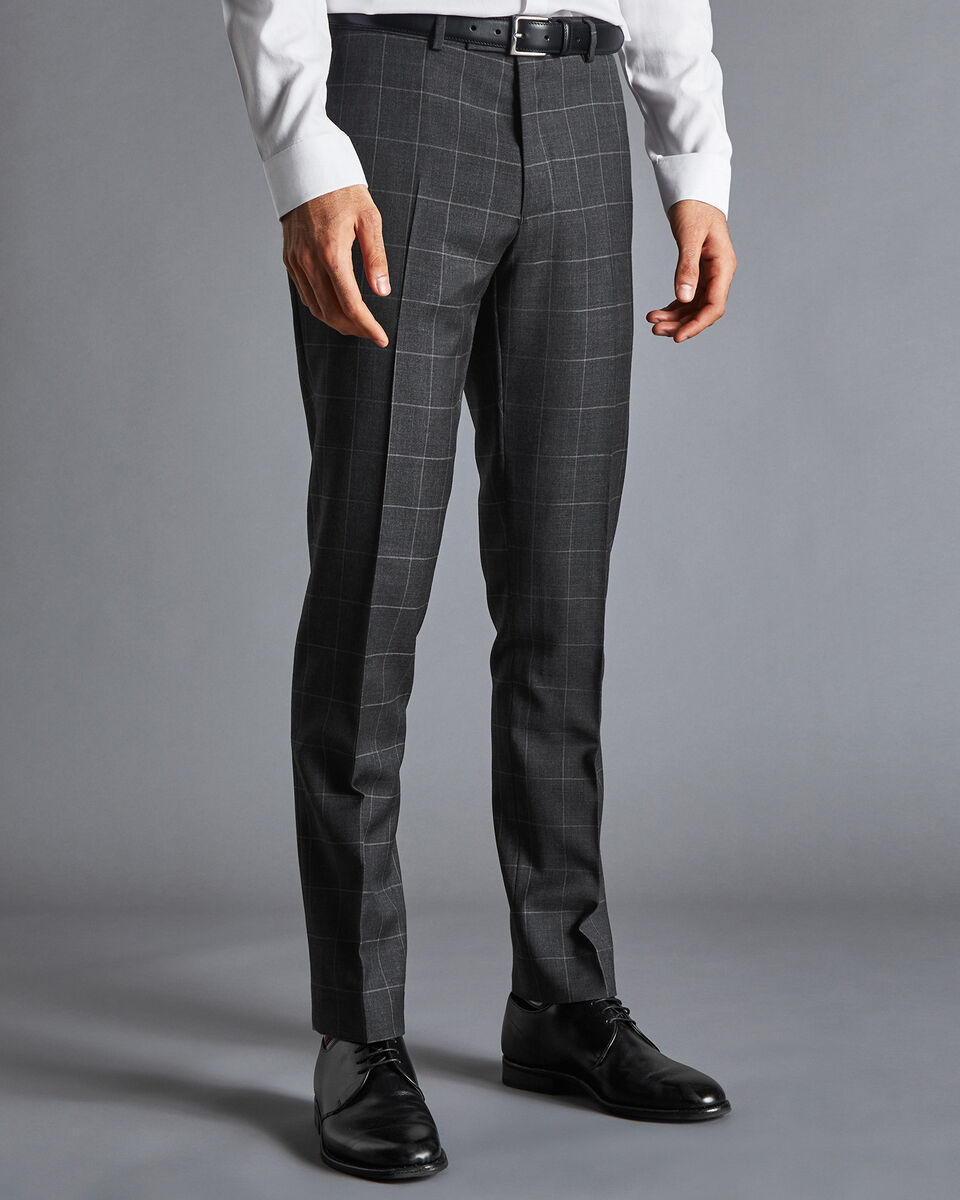 Textured Business Suit Trousers - Denim Blue