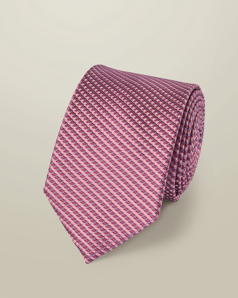 Silk Patterned Tie - Pink