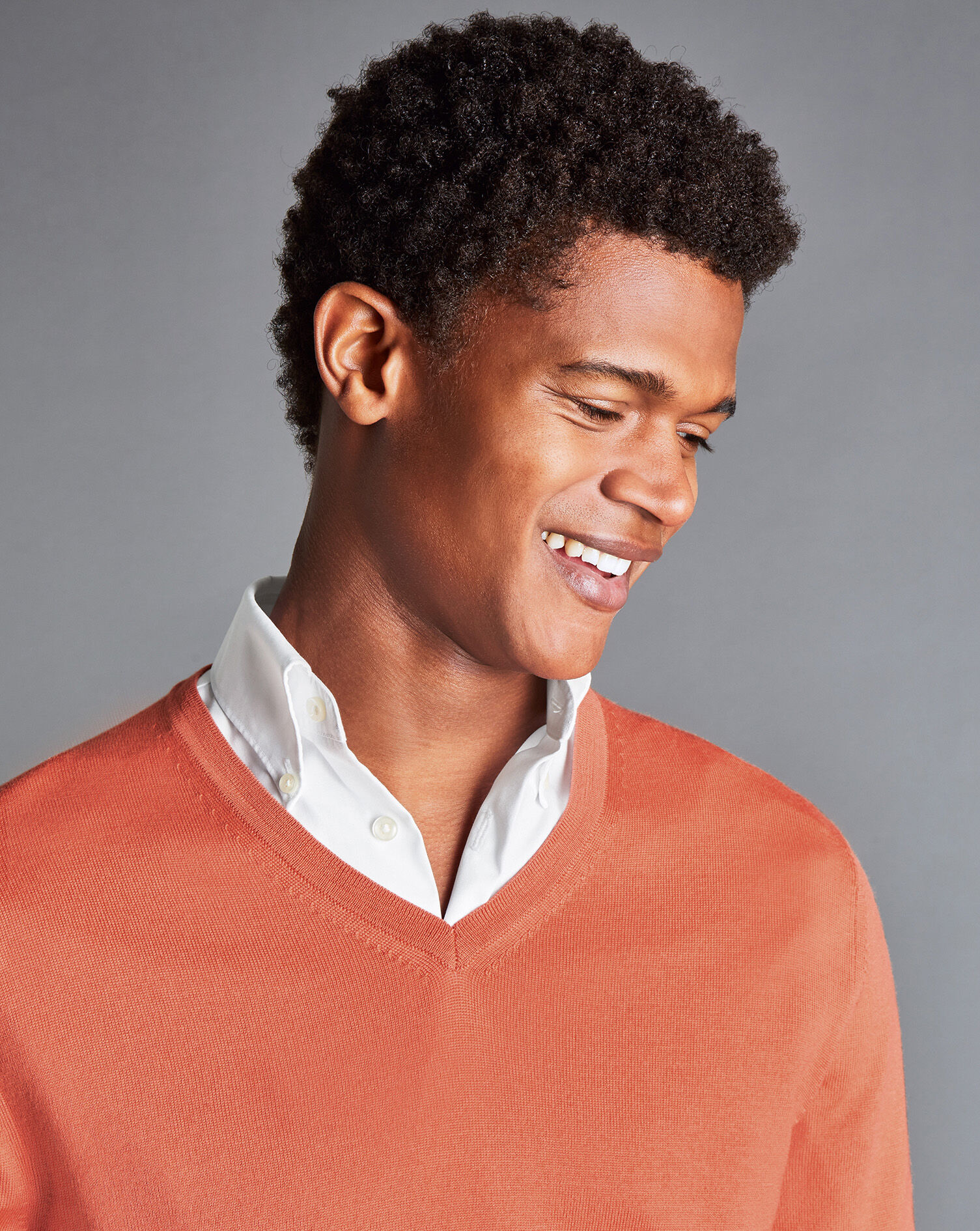 Merino V-Neck Sweater - Orange 