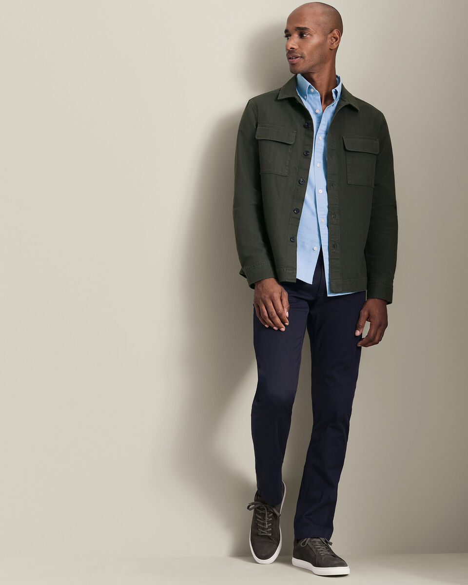 Herringbone Overshirt - Khaki Green