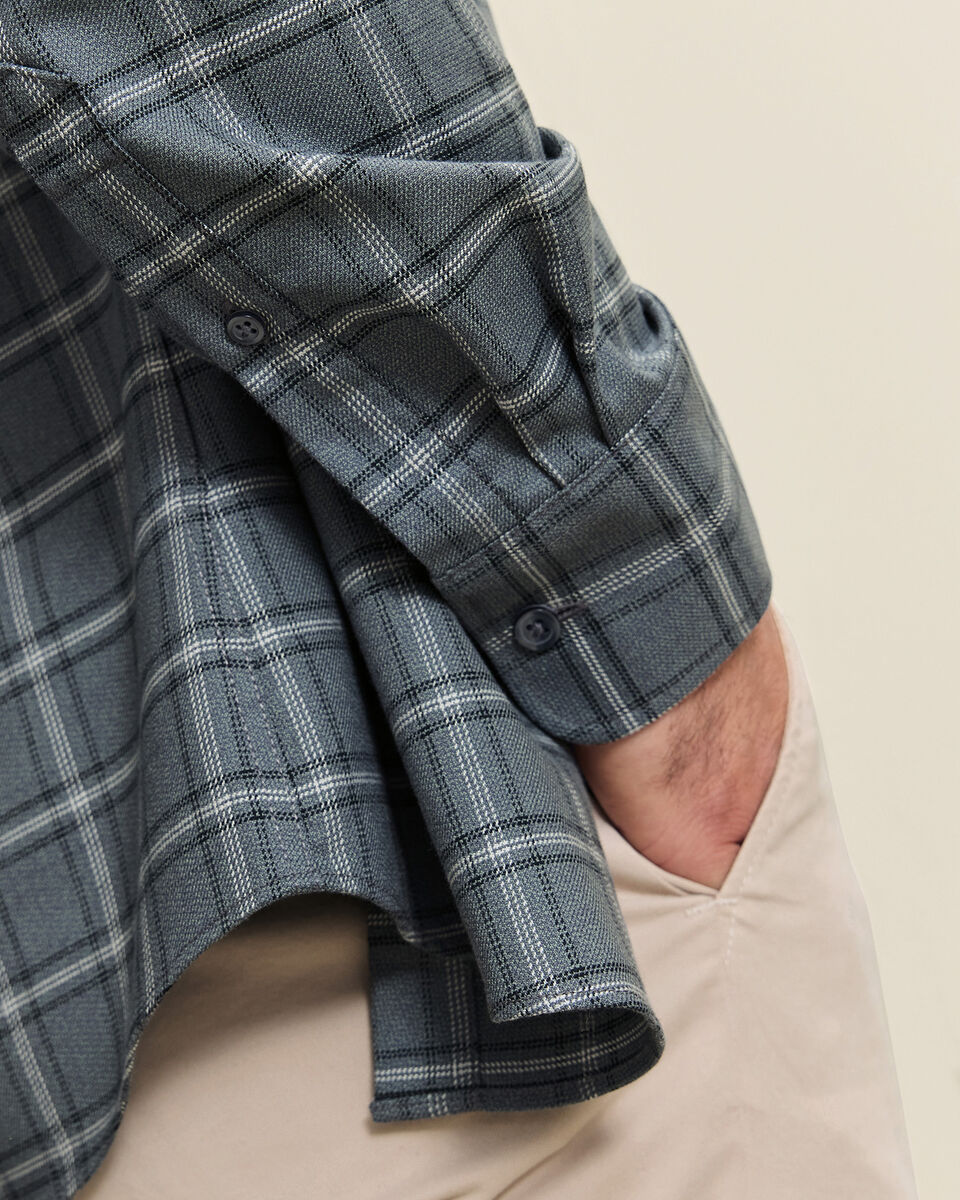 Non-Iron Twill Check Shirt - Graphite Grey