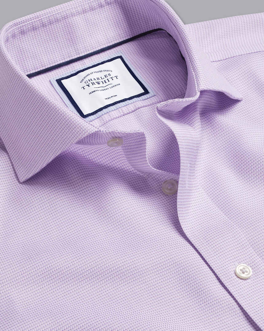 Cutaway Collar Non-Iron Cambridge Weave Shirt - Lavender Purple