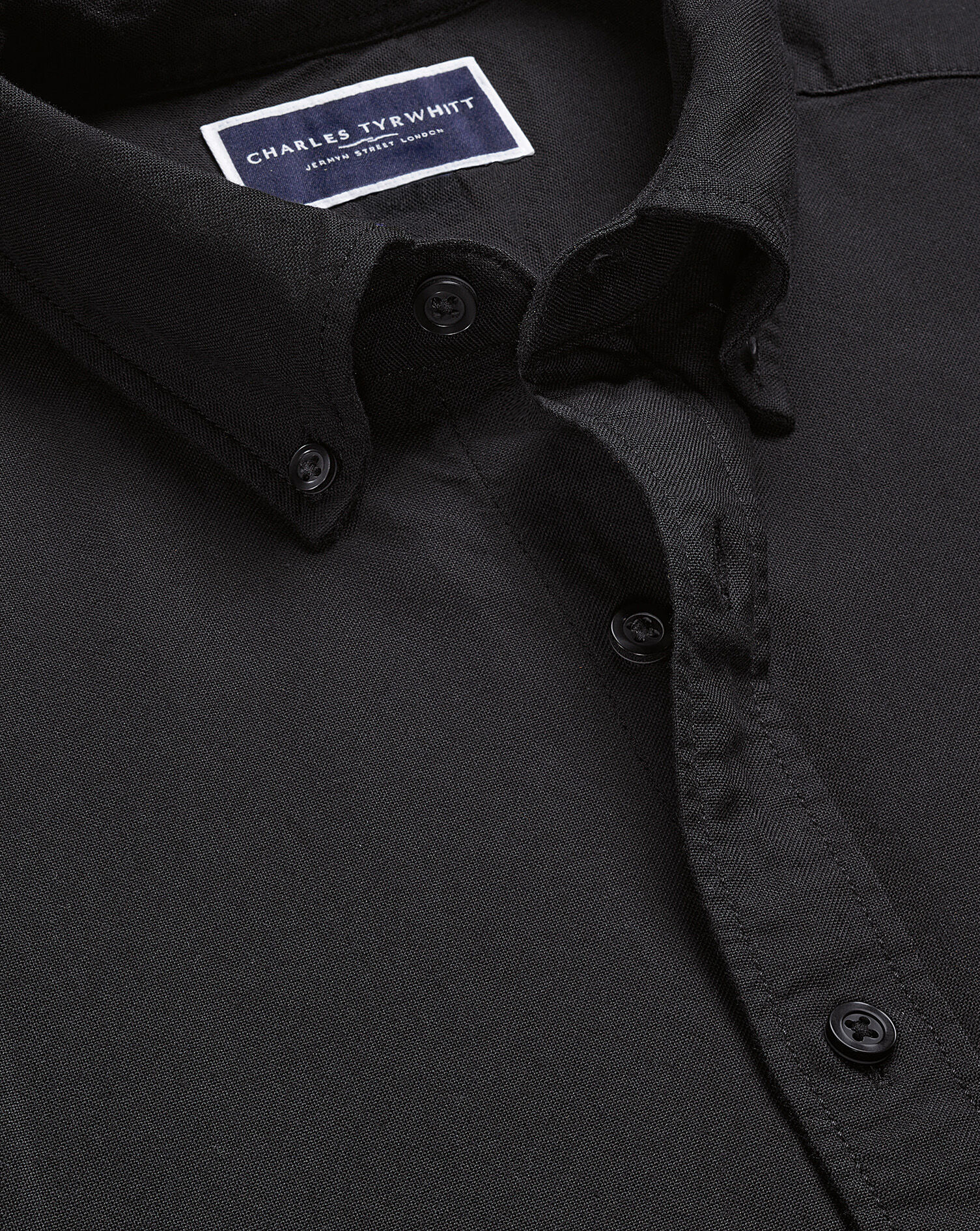 Stretch Washed Oxford Shirt - Black