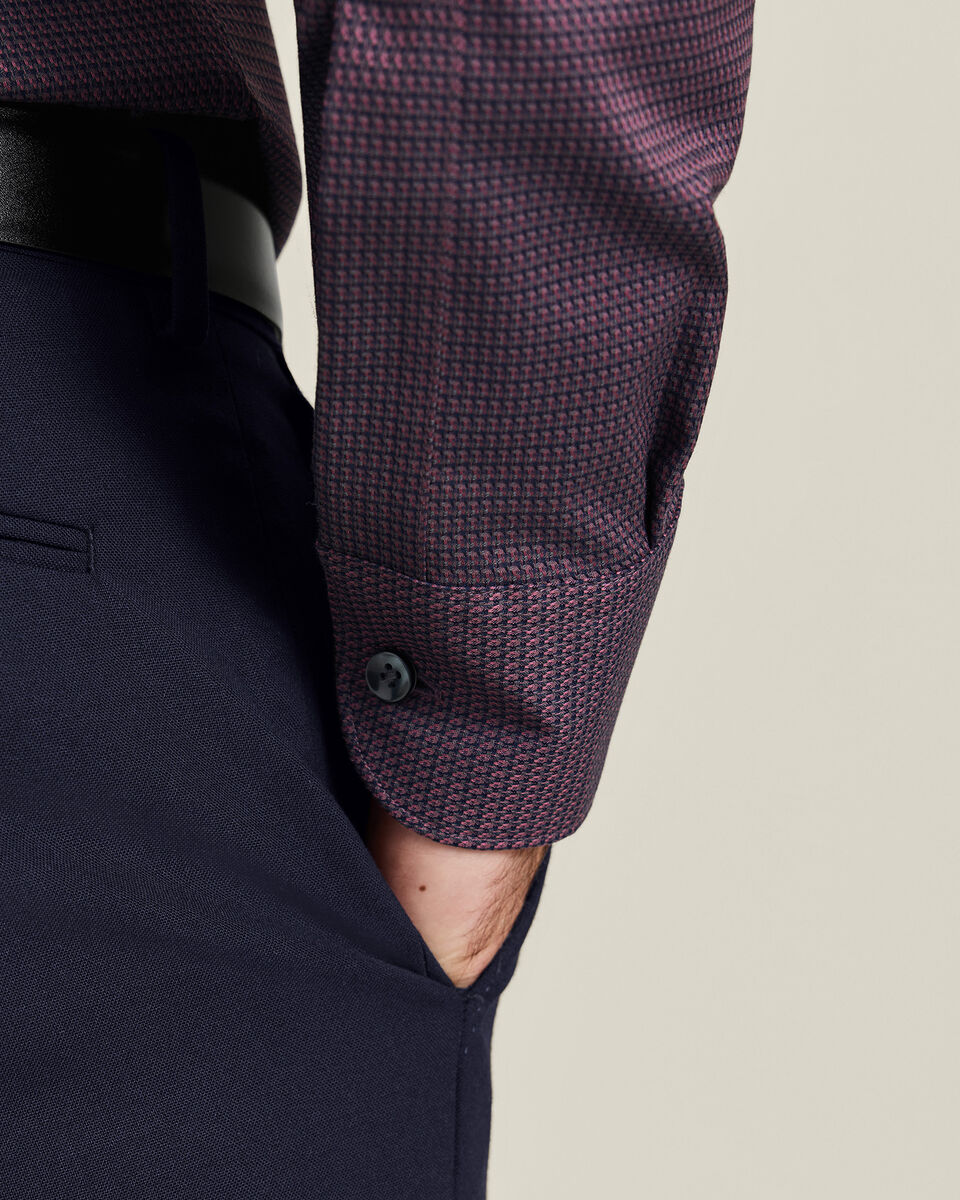 Chemise textur&eacute;e extensible sans repassage - Bordeaux