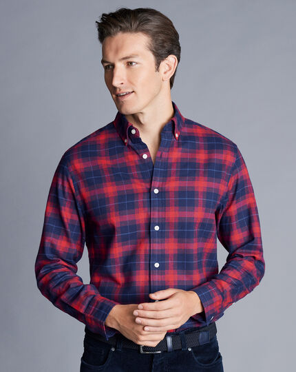 Brushed Flannel Check Shirt - Red