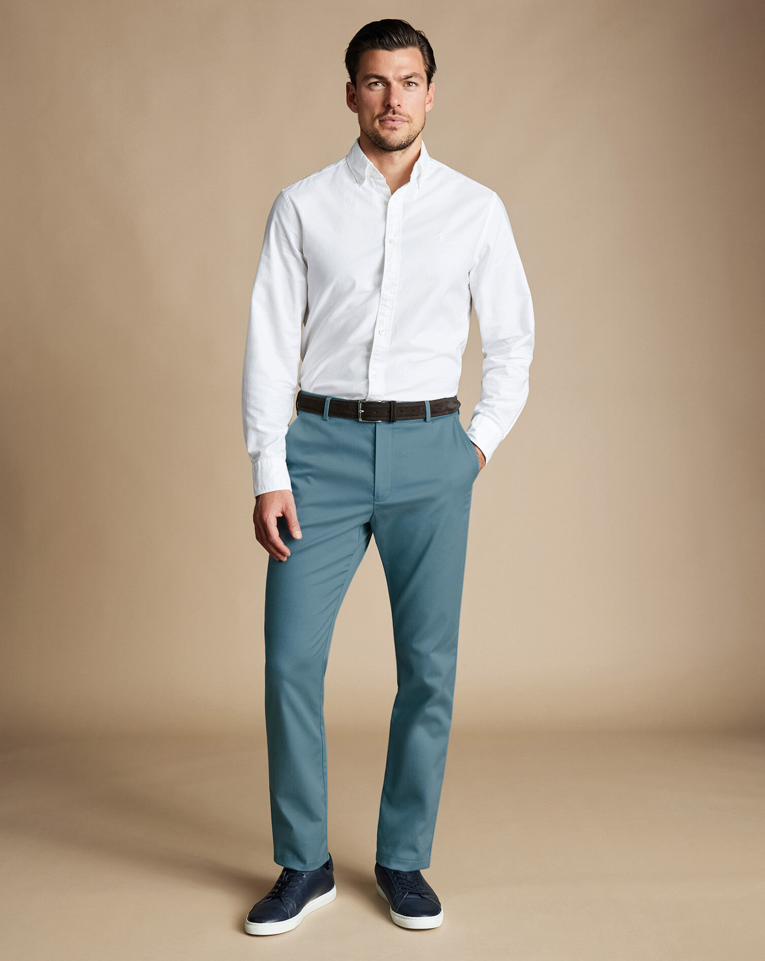Sky Blue Shirt with Beige Pants – Curato