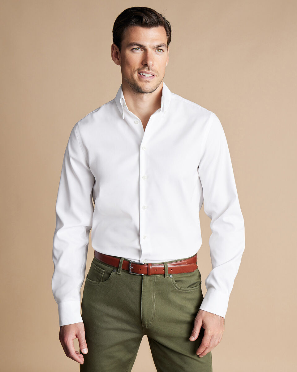 ButtonDown Collar NonIron Shirt White Charles Tyrwhitt