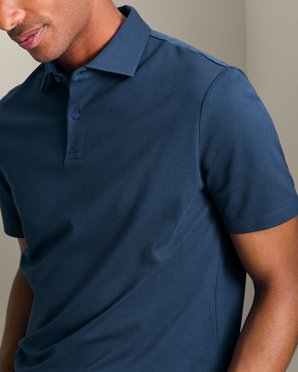 Polo &eacute;l&eacute;gany en piqu&eacute; - Bleu p&eacute;trole