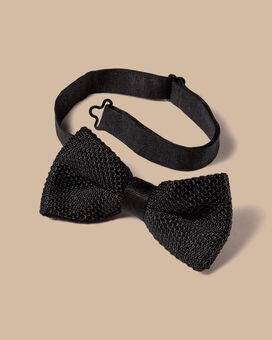Silk Knitted Bow Tie - Black