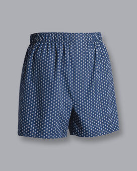 England Rugby Ball Motif Woven Boxers - Petrol Blue