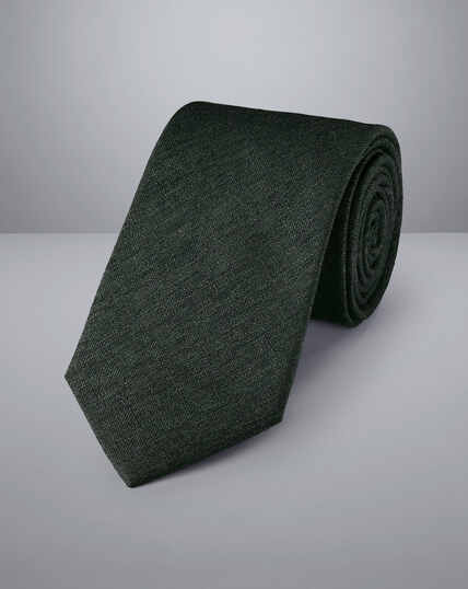 Silk Wool Blend Tie - Forest Green