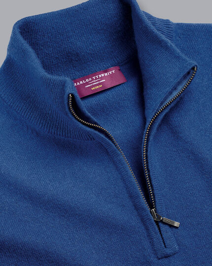 Cashmere Zip Neck Sweater - Royal Blue