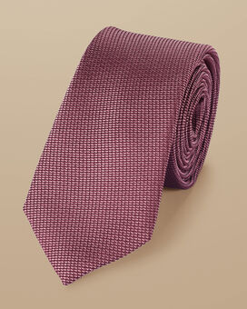 Schmale schmutzabweisende Krawatte aus Seide - Weinrosa