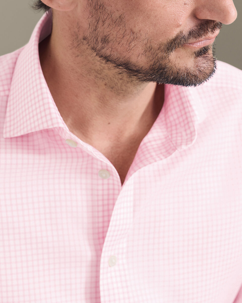 Non-Iron Twill Check Shirt - Pink