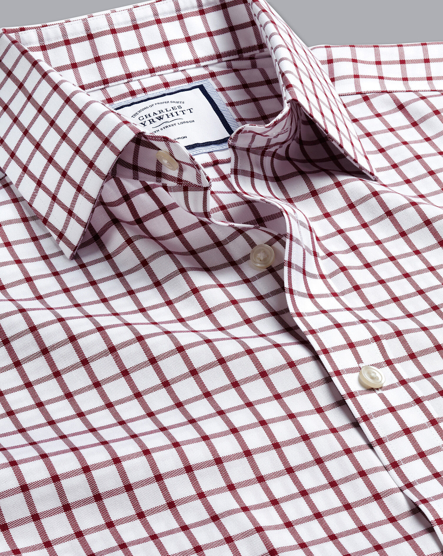 Non-Iron Twill Check Shirt - Berry 
