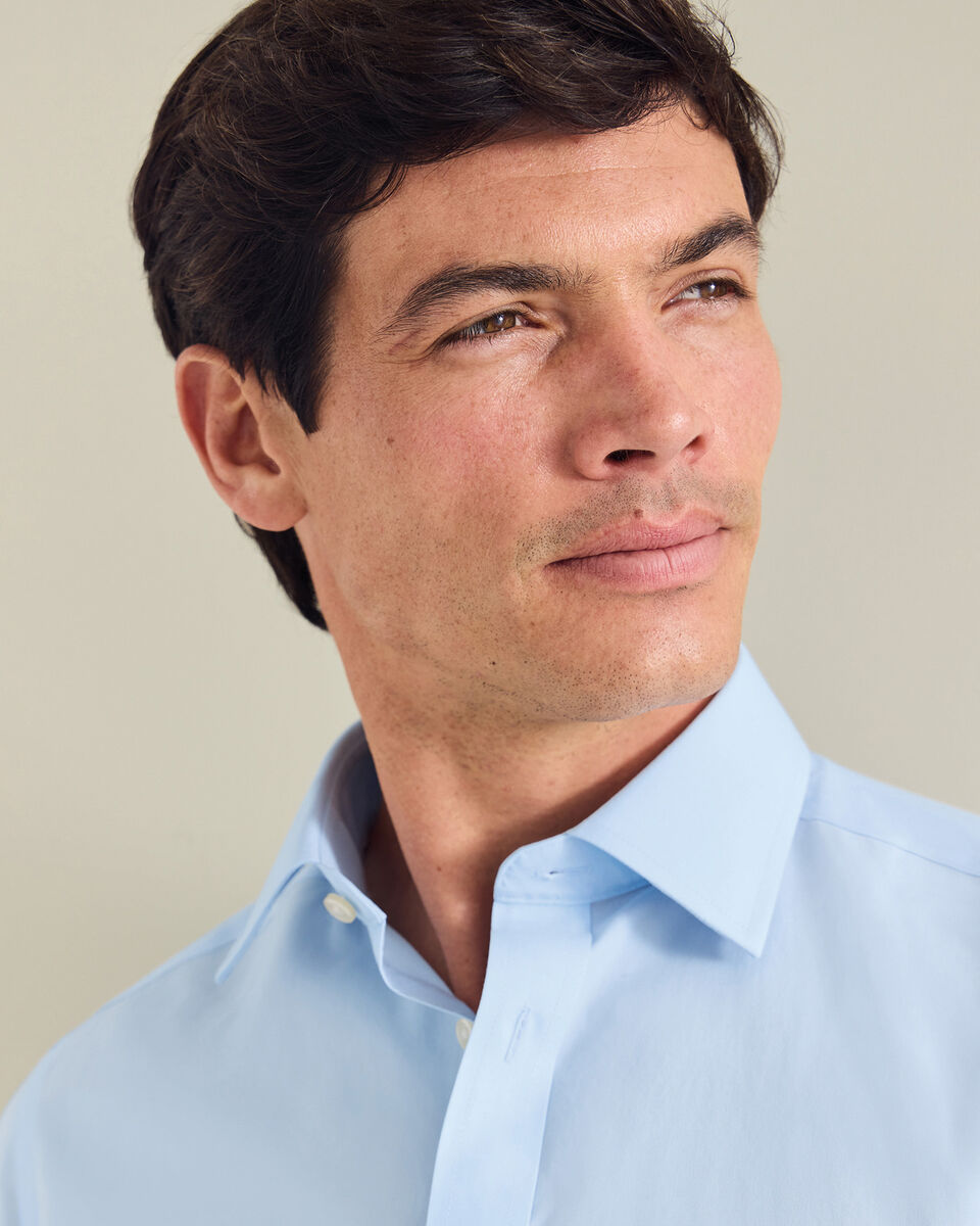 Non-Iron Stretch Poplin Shirt - Sky Blue
