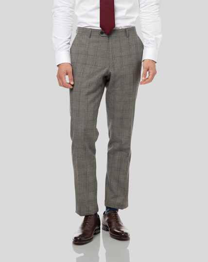 Prince of Wales Check Suit Trousers - Grey & Burgundy