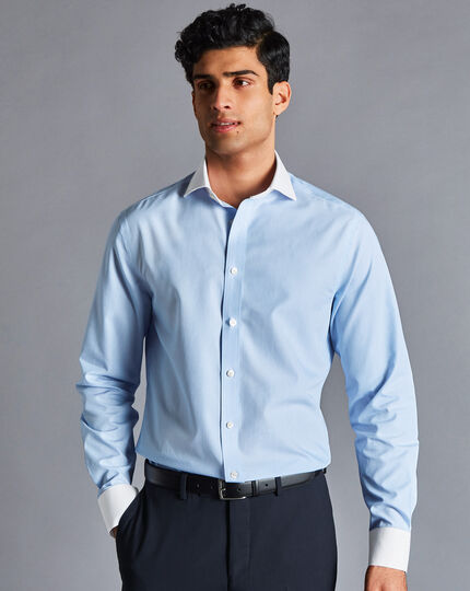 Spread Collar Non-Iron Bengal Stripe Winchester Shirt - Sky Blue