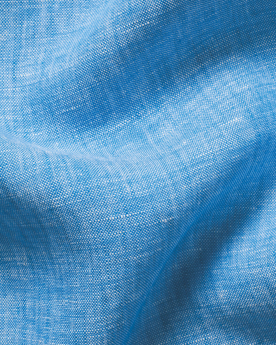 Chemise en lin &agrave; manches courtes &ndash; Bleu Oc&eacute;an
