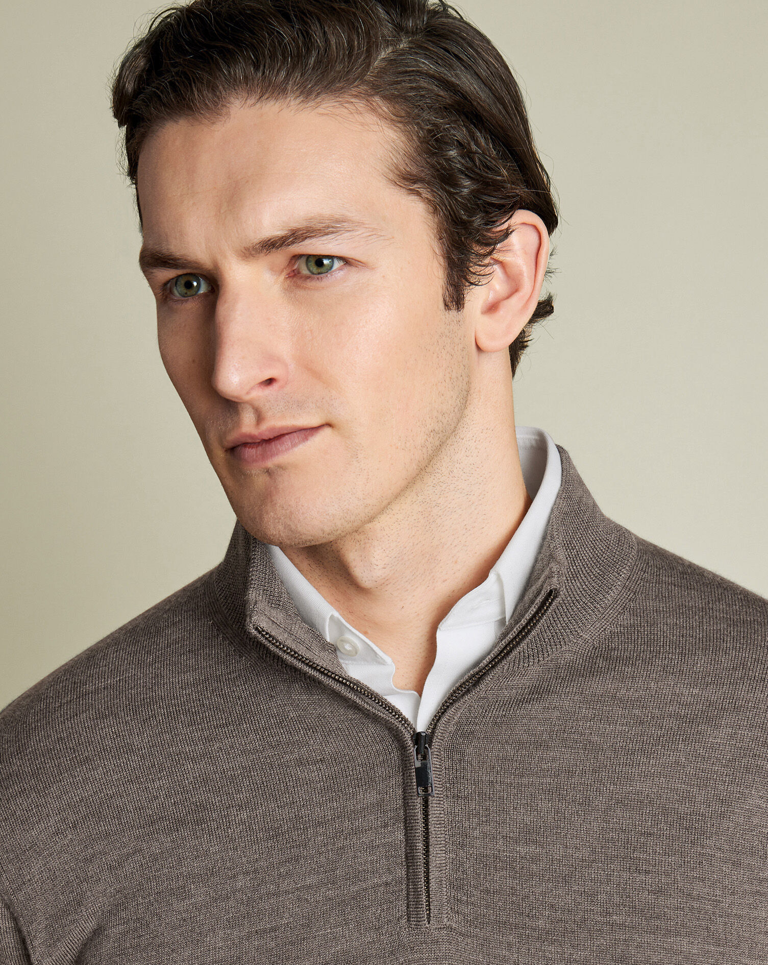 Merino Quarter Zip Sweater - Mocha