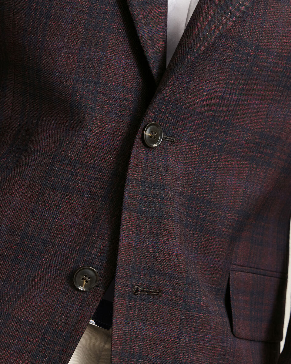 Lightweight Wool Check Jacket - Burgundy