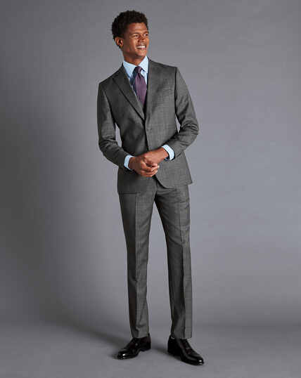 Italian Luxury Prince of Wales Check Suit Waistcoat - Grey