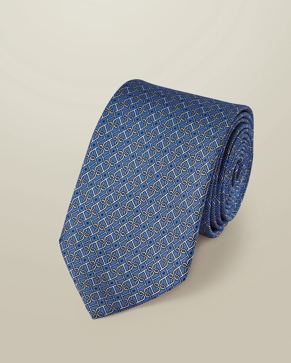 Silk Print Tie - Mid Blue