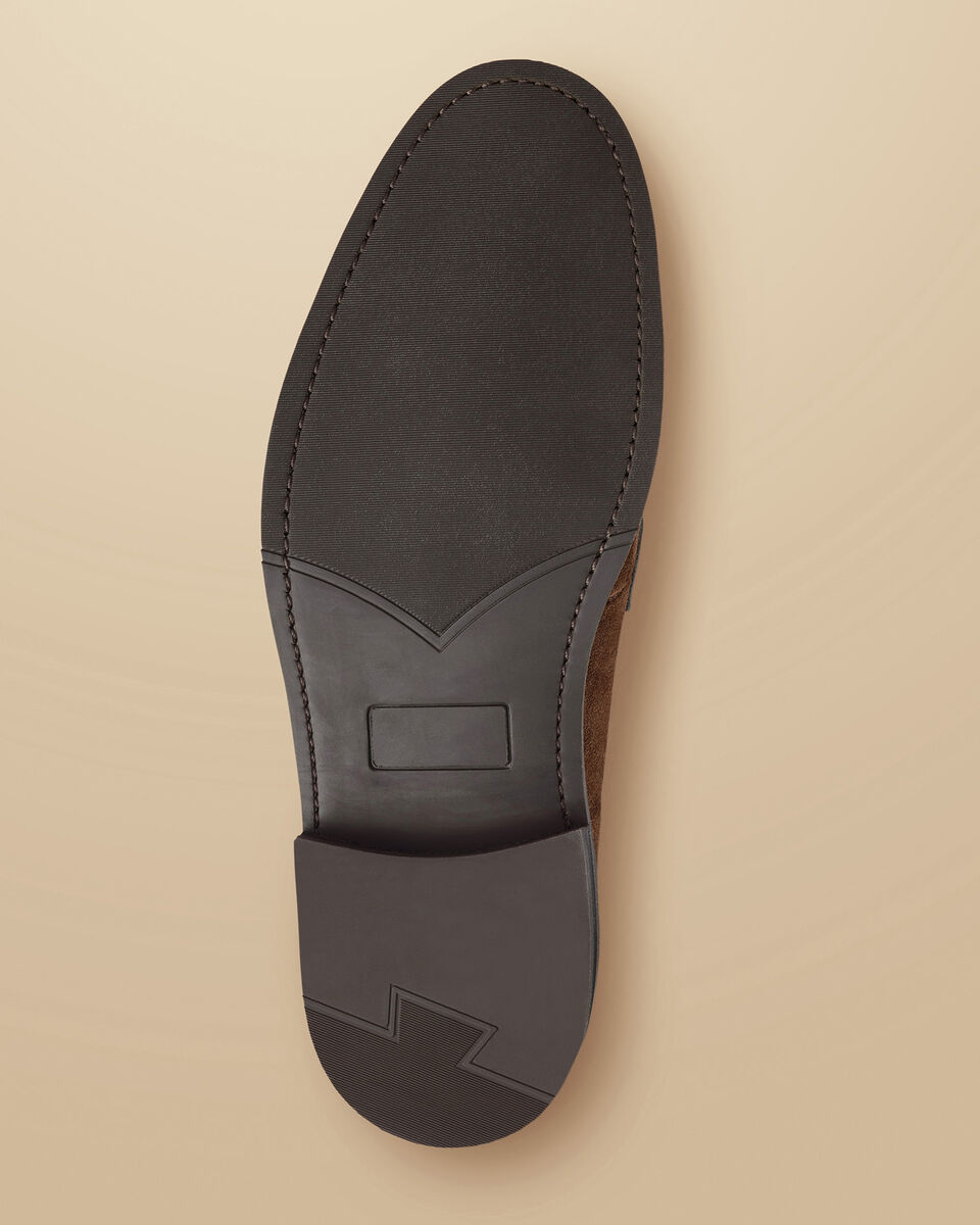 Chaussures Derby en daim à semelle en caoutchouc - Brun Noyer