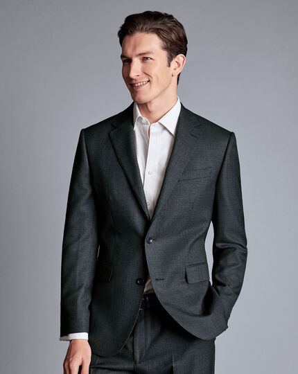 Micro Check Suit Jacket - Dark Grey