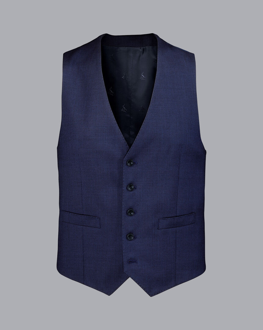 Ultimate Performance Birdseye Suit Waistcoat - Indigo Blue