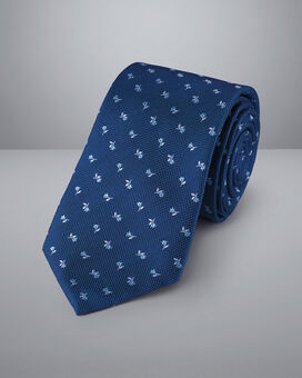 Mini Floral Silk Tie - Indigo Blue