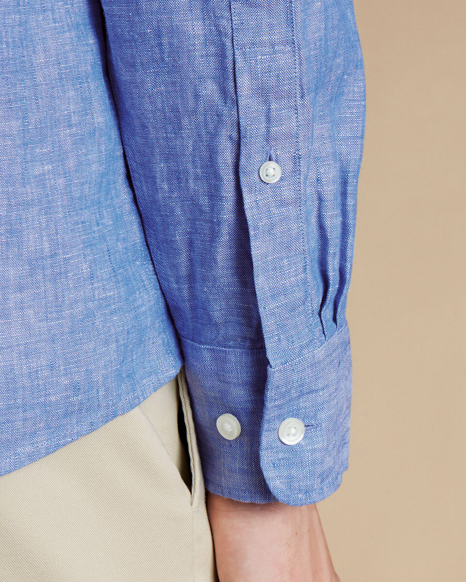 England Rugby Pure Linen Shirt Cobalt Blue Charles Tyrwhitt