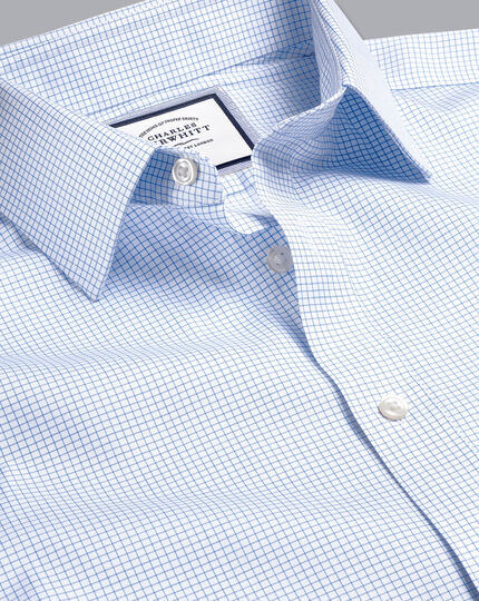 Non-Iron Twill Mini Grid Check Shirt - Cornflower Blue | Charles Tyrwhitt