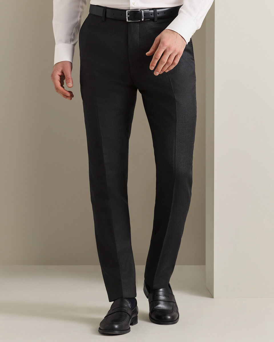 Italian Luxury Birdseye Suit Trousers - Charcoal