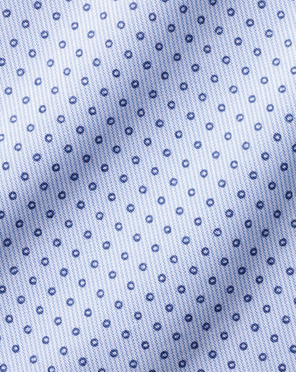 Semi-Cutaway Collar Non-Iron Poplin Spot Print Shirt - Sky Blue