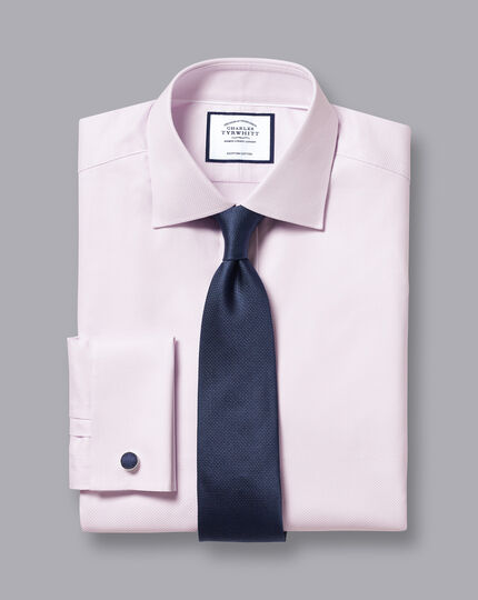 Semi-Spread Collar Egyptian Cotton Link Weave Shirt - Lilac Purple