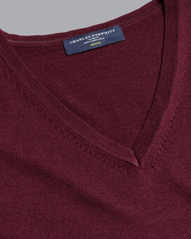 Merino V-Neck Sweater - Burgundy