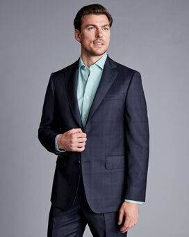 Ultimate Performance Check Suit Jacket - Navy