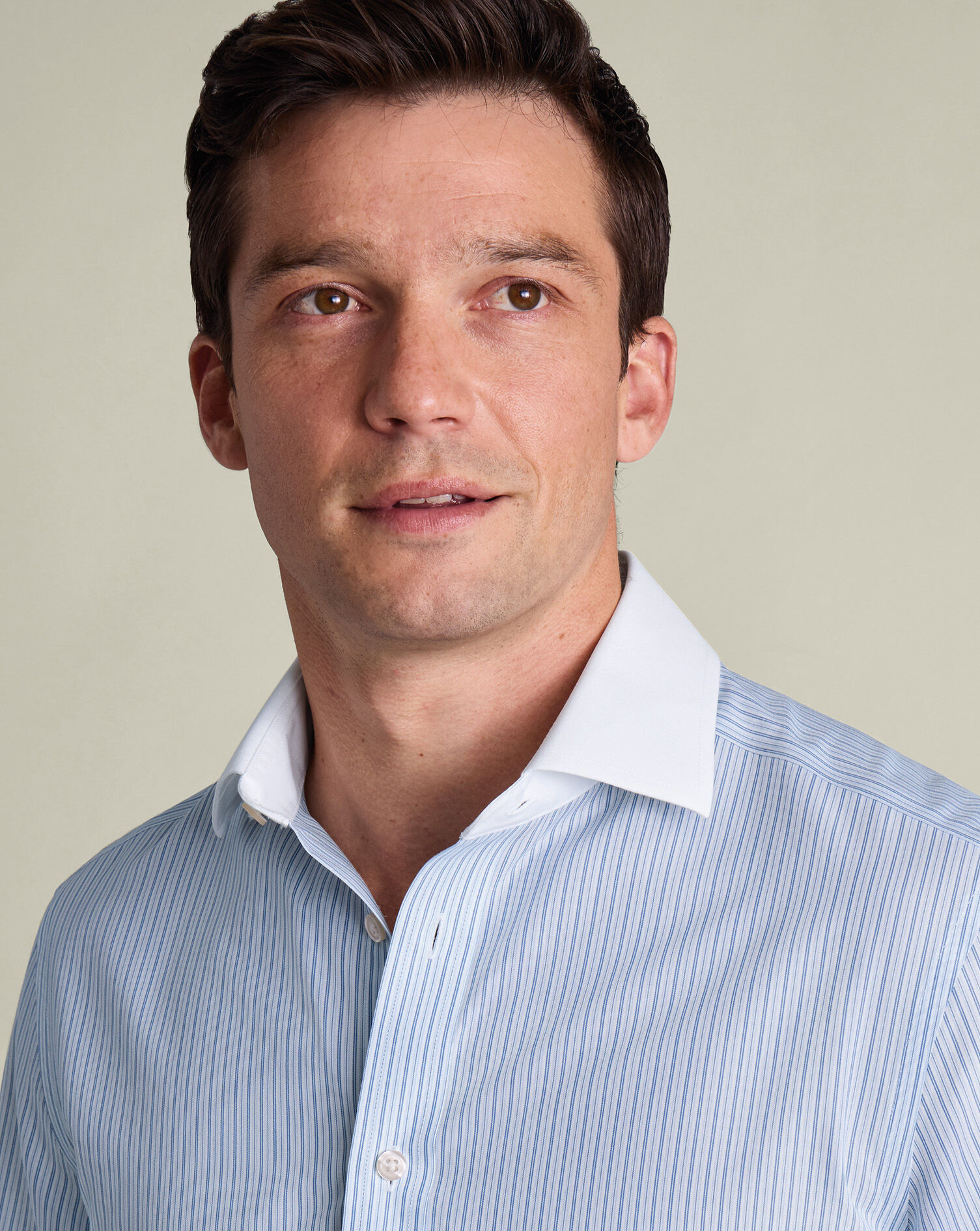 Non-Iron Poplin Stripe Winchester Shirt - Mid Blue