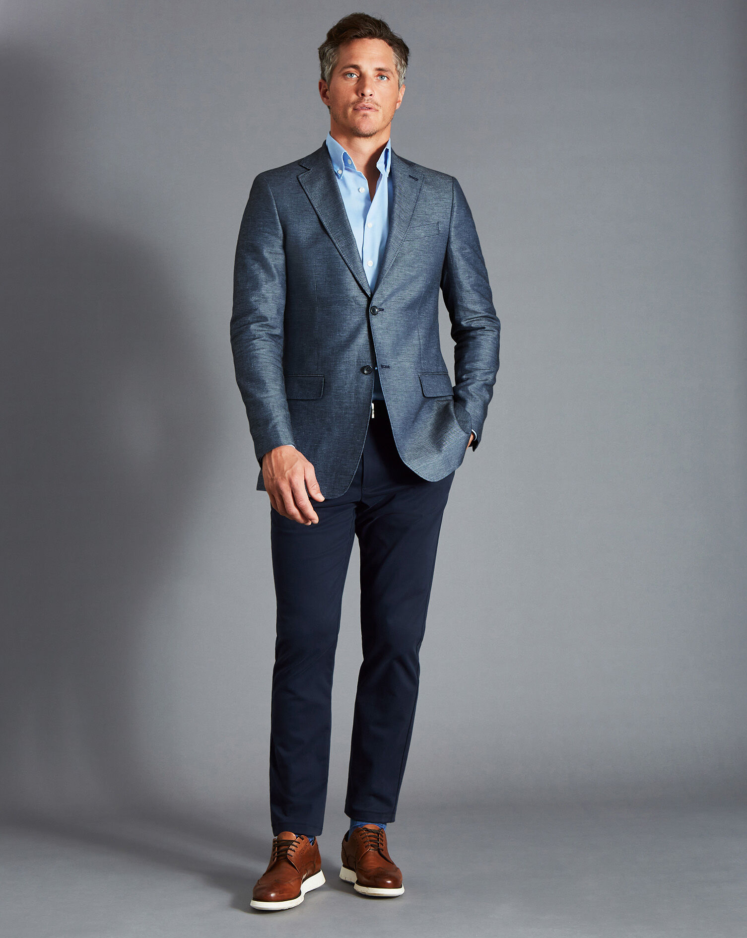 Linen Cotton Jacket - Indigo Blue 