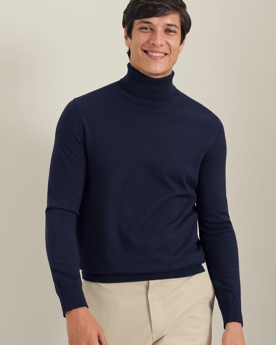 Jersey De Merino De Cuello Alto - Marino
