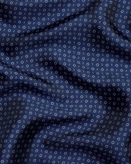 Ditsy Floral Print Pocket Square - Cobalt Blue