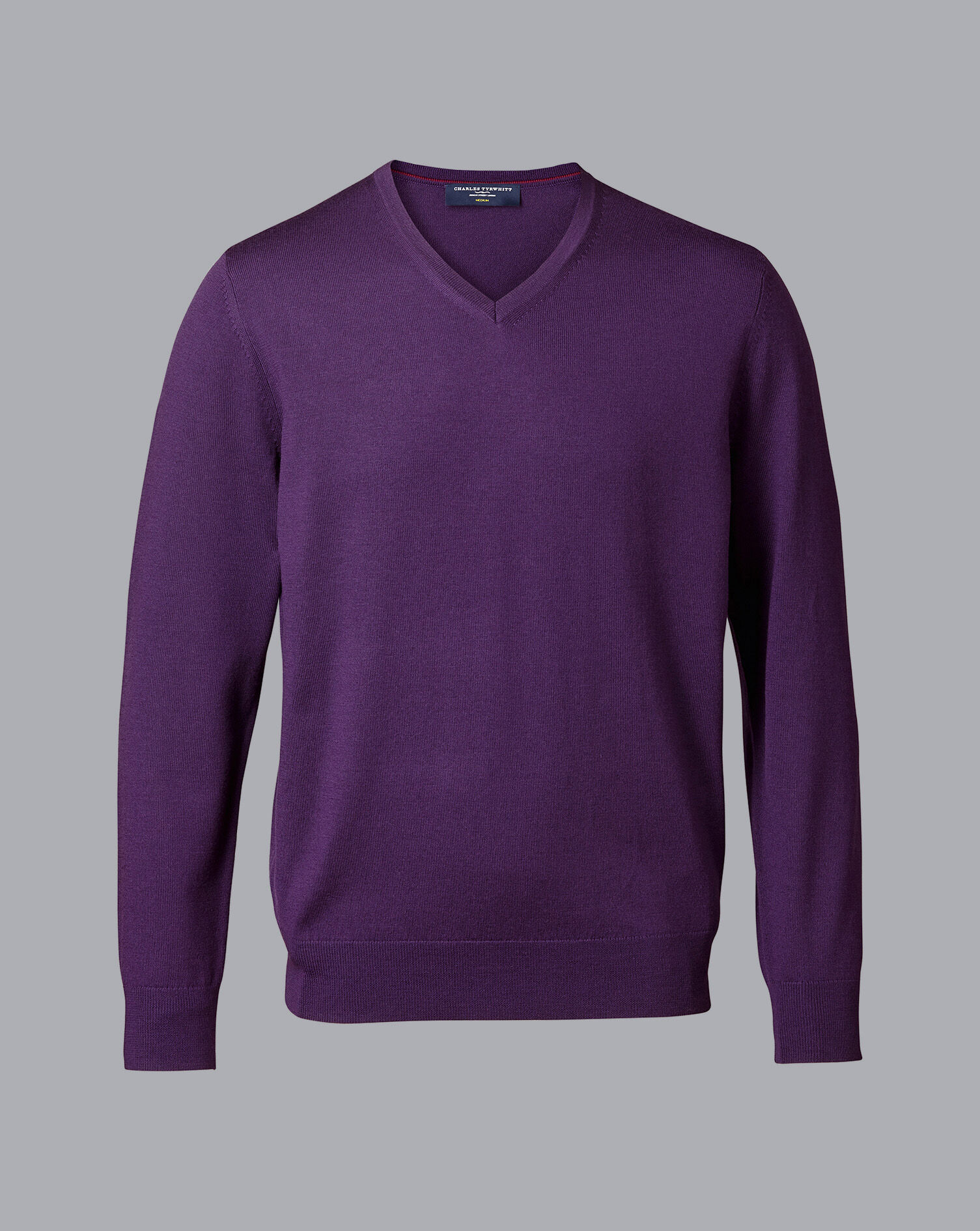Charles Tyrwhitt Merino V-Neck Wool Sweater - Purple